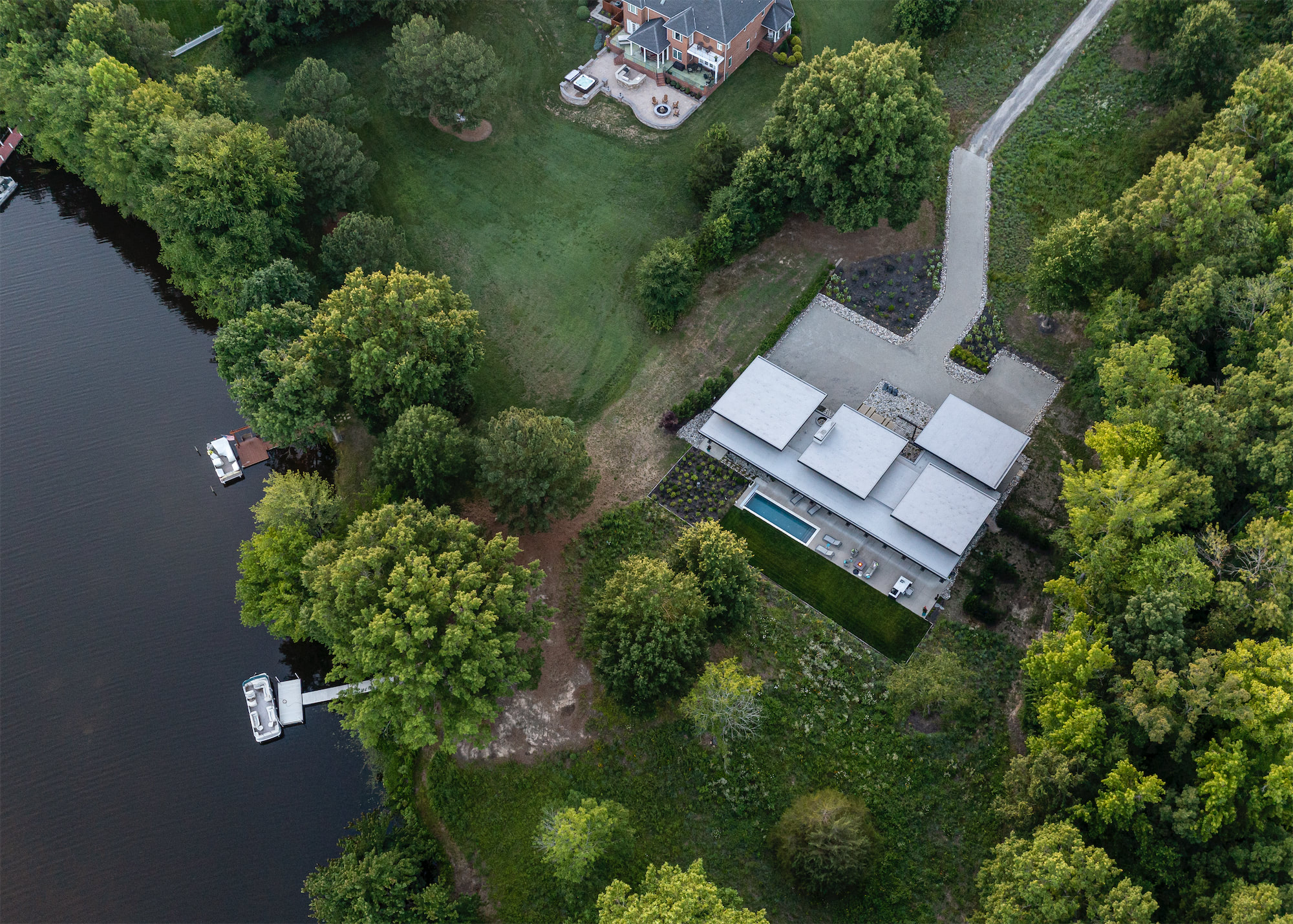 Drone shot of the house from overhead