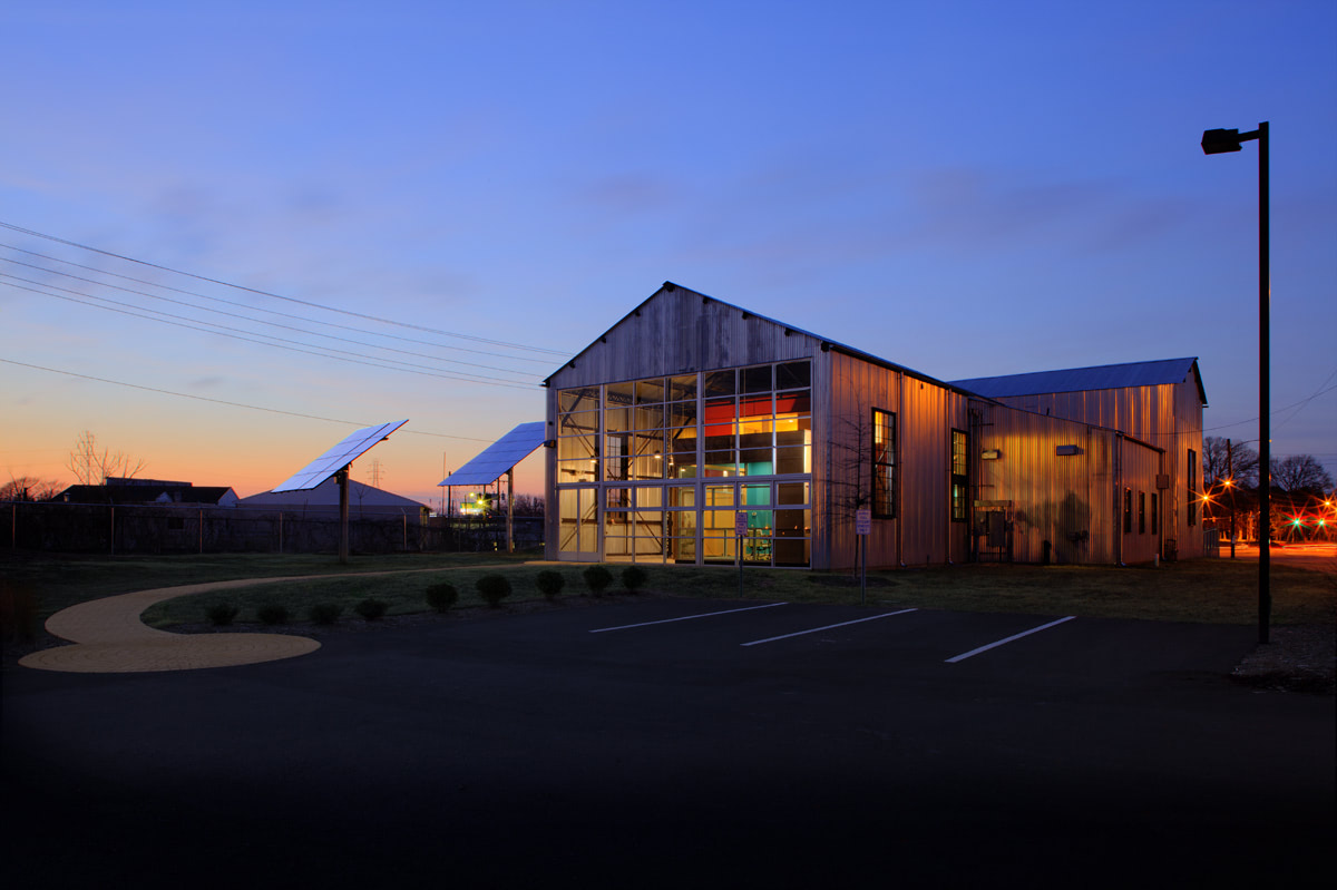 Exterior of of Dovetail at dusk